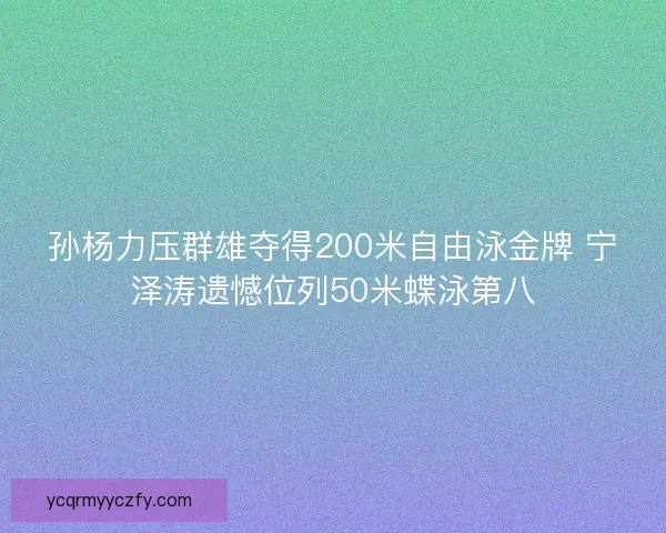 孙杨力压群雄夺得200米自由泳金牌 宁泽涛遗憾位列50米蝶泳第八