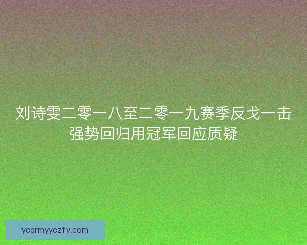 刘诗雯二零一八至二零一九赛季反戈一击强势回归用冠军回应质疑